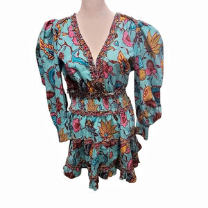 Love the Label Eleanora Boho Coastal Floral Resort Dress in Sam Turquoise